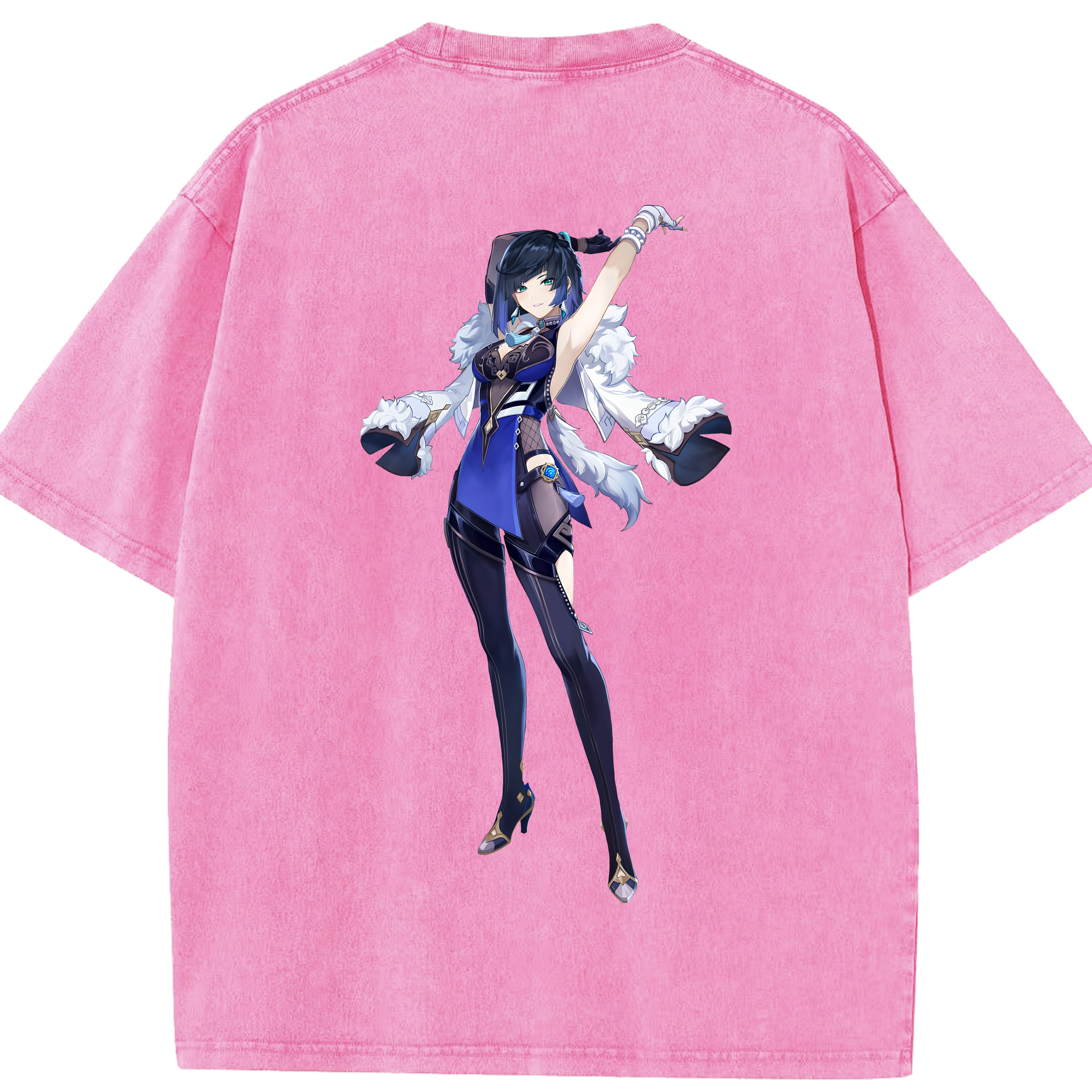 げんし神 夜兰 やらん genshin Yaran 綿100% ヴィンテージ風 半袖Tシャツ（背面プリント）
